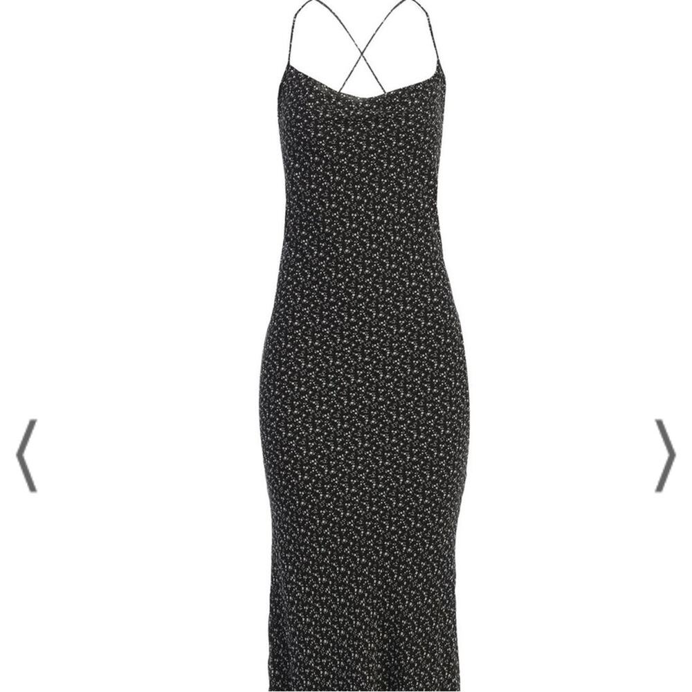 JLUXLABEL Black and White Floral Open Back Cowl Neck Slip Maxi Dress Size Small - Picture 5 of 12